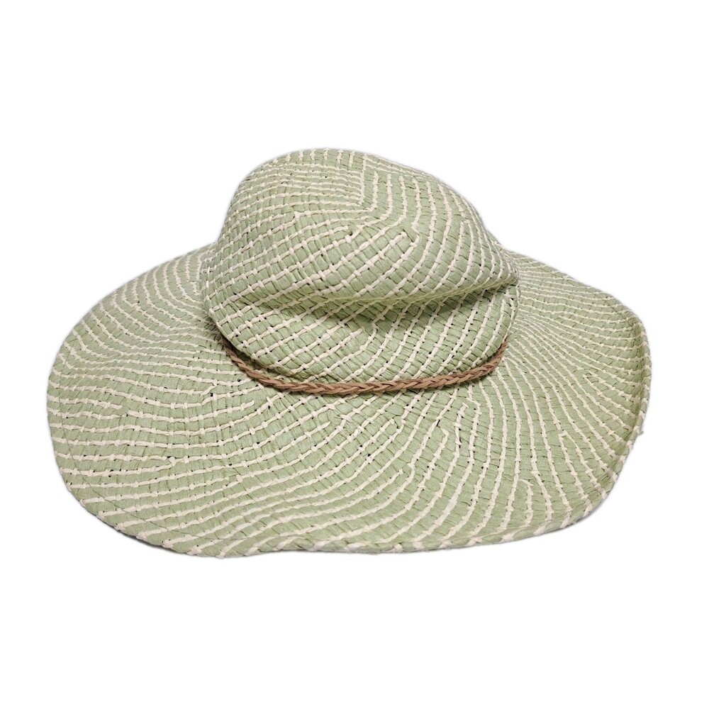 KOORINGAL Raffia Womens Green Woven Straw Paper Floppy Sun Hat Wide Brim - Picture 2 of 4